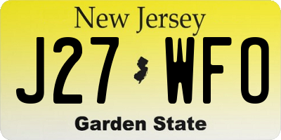 NJ license plate J27WFO