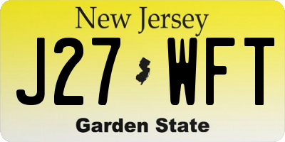 NJ license plate J27WFT