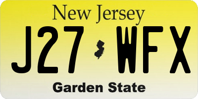 NJ license plate J27WFX