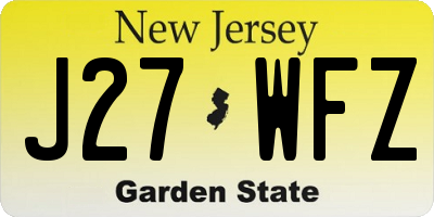 NJ license plate J27WFZ