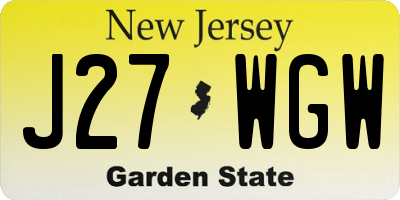 NJ license plate J27WGW