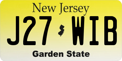 NJ license plate J27WIB