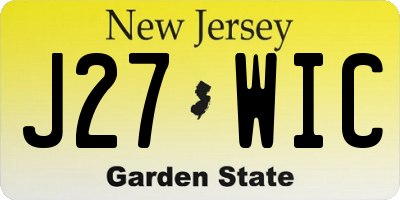 NJ license plate J27WIC