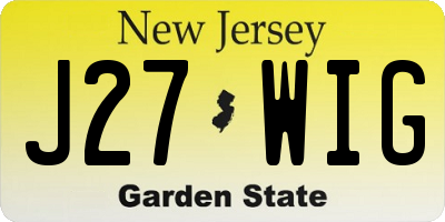 NJ license plate J27WIG