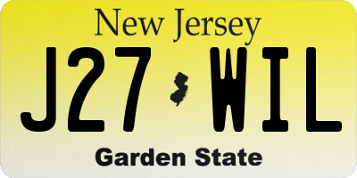 NJ license plate J27WIL