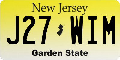 NJ license plate J27WIM