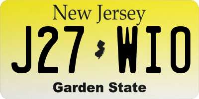 NJ license plate J27WIO