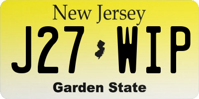 NJ license plate J27WIP