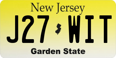 NJ license plate J27WIT