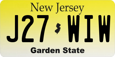 NJ license plate J27WIW
