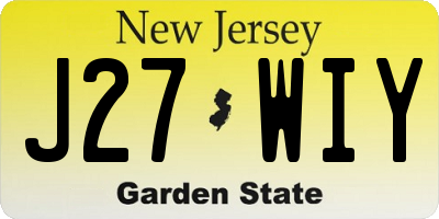 NJ license plate J27WIY