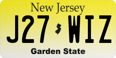 NJ license plate J27WIZ