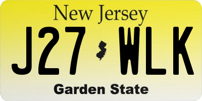 NJ license plate J27WLK