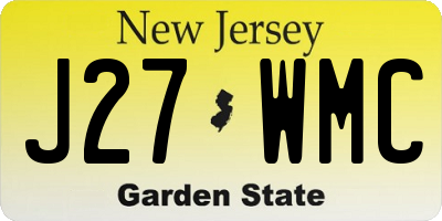 NJ license plate J27WMC