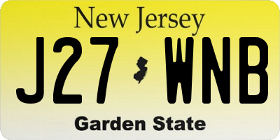 NJ license plate J27WNB