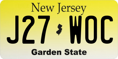 NJ license plate J27WOC