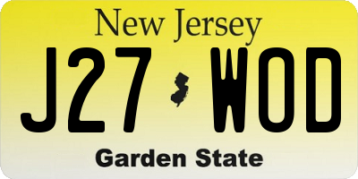 NJ license plate J27WOD