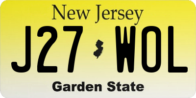 NJ license plate J27WOL