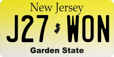 NJ license plate J27WON