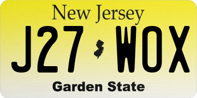 NJ license plate J27WOX