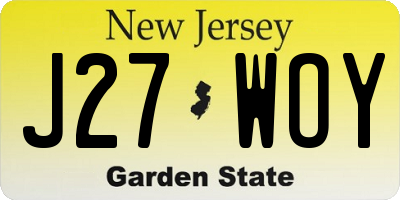 NJ license plate J27WOY