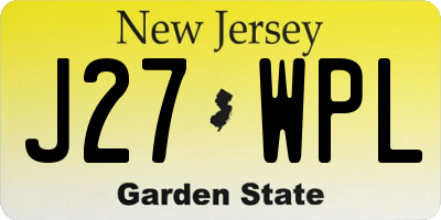 NJ license plate J27WPL