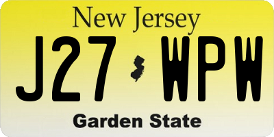 NJ license plate J27WPW