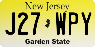 NJ license plate J27WPY