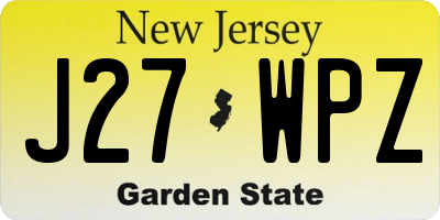 NJ license plate J27WPZ