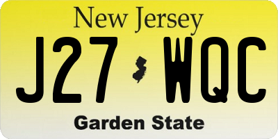NJ license plate J27WQC