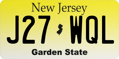 NJ license plate J27WQL