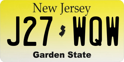 NJ license plate J27WQW