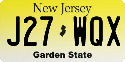 NJ license plate J27WQX