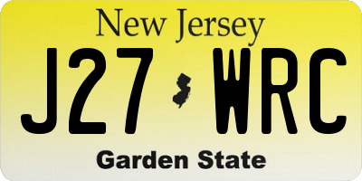 NJ license plate J27WRC