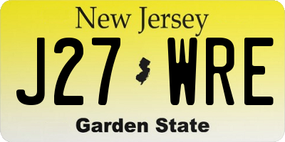 NJ license plate J27WRE