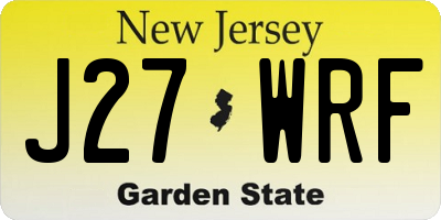 NJ license plate J27WRF