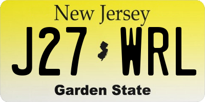 NJ license plate J27WRL