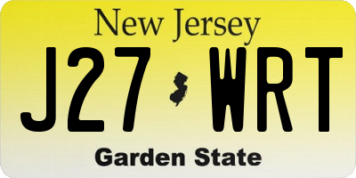 NJ license plate J27WRT