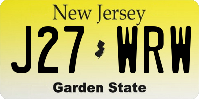 NJ license plate J27WRW