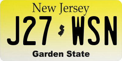 NJ license plate J27WSN
