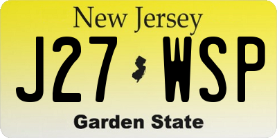 NJ license plate J27WSP