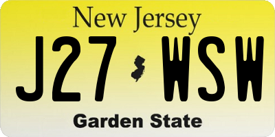 NJ license plate J27WSW