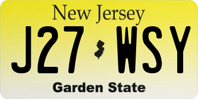 NJ license plate J27WSY