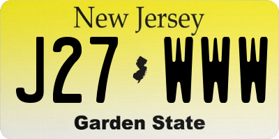 NJ license plate J27WWW
