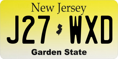 NJ license plate J27WXD