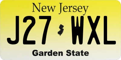 NJ license plate J27WXL