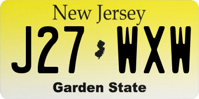 NJ license plate J27WXW