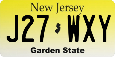 NJ license plate J27WXY