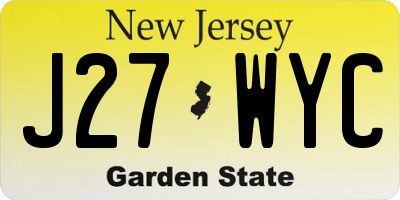NJ license plate J27WYC
