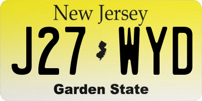 NJ license plate J27WYD